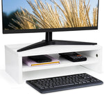 Zucabape Monitor Stand White, Wood Computer Monitor Riser,2 Tiers Desktop Stands 16.5 Inch Multifunctional Desk Storage Organizer for Laptop/Printer/PC/Notebook/keyboard Home Office