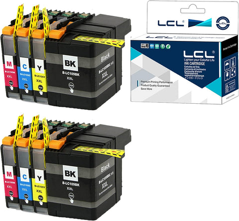 LCL Compatible Ink Cartridge Replacement for Brother LC109 LC105 XXL LC109BK LC105C LC105M LC105Y Super High Yield MFC-J6520DW J6720DW J6920DW (8-Pack 2Black 2Cyan 2Magenta 2Yellow)