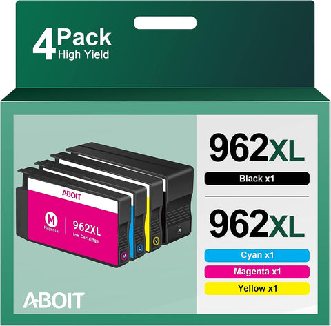 962XL Ink Cartridge High-Yield | Repalcement for HP 962 Ink Cartridges for HP Officejet Pro 9010 Series, 9018, 9015, 9020, 9025 Printer (Black, Cyan, Magenta, Yellow, 4 Pack 962XL)