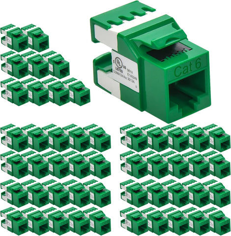 Beszin Cat.6 RJ45 110 Type 180° Keystone Jack (50-Pack, Green)