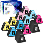 LxTek Compatible Ink Cartridges Replacement for HP 02 Ink Cartridge to use with Photosmart D7245 D7155 D7160 D7255 D7363 D7460 3210 3310 C5180 C6250 C6280 C7180 C7280 C8180 Printers (12-Pack)