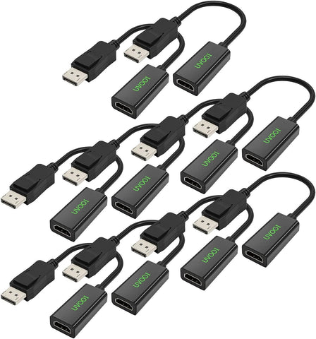 DisplayPort to HDMI Adapter 10-Pack, UVOOI Display Port DP to HDMI Cable (Male to Female) 1080P for Laptop PC Monitor HDTV and More