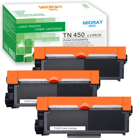 MIORAYINTE TN450 TN420 Black Toner Cartridge Compatible Replacement for Brother TN450 TN-450 TN420 TN-420 High Yield for HL-2240d HL-2270dw HL-2280dw MFC-7360n IntelliFax 2840 2940?3 Packs