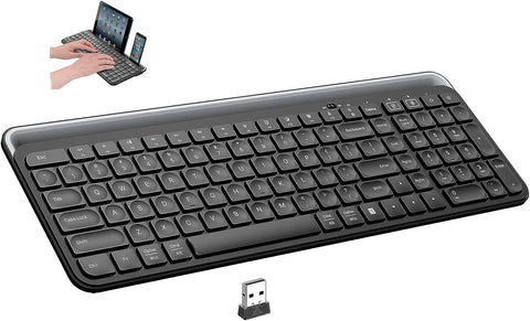 Bluetooth Keyboard for Ipad Wireless Keyboard with Tablet Phone Holder and Mouse Pad,(Keyboard protector) Tablet Keyboard Bluetooth USB Keyboard for Smatphone,Tablets,PC, Computer, Laptop, Mac (Black)