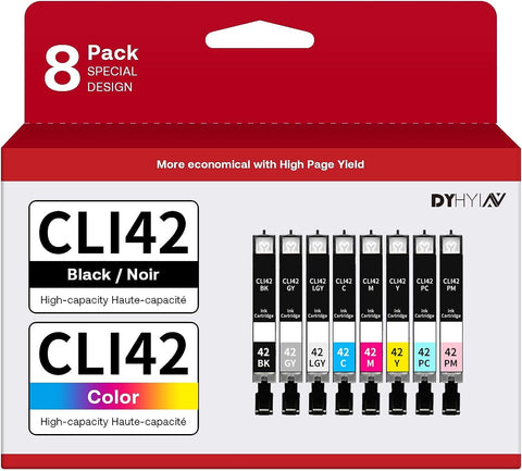 CLI-42 Compatible Ink Cartridges Replacement for Canon CLI42 CLI-42 CLI 42 Use with Pro-100 Pro 100 Printer 8 Value Pack (1BK, 1C, 1M, 1Y, 1PC, 1PM, 1GY, 1LGY)
