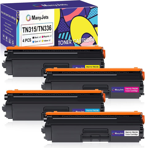 ManyJets TN315 TN336 Compatible Toner Cartridge Replacement for Brother TN315 TN310 TN336 TN331 Use for Brother MFC-9970CDW HL-4150CDN HL-L8250CDN MFC-9460CDN MFC-L8850CDW MFC-9560CDW Printer (4-Pack)