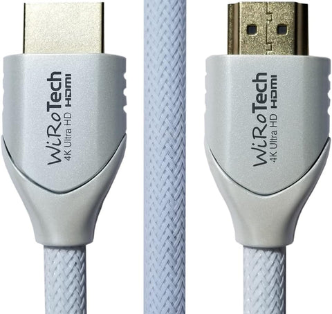 WiRoTech HDMI Cable 4K Ultra HD with Braided Cable, HDMI 2.0 18Gbps, Supports 4K 60Hz, Chroma 4 4 4, Dolby Vision, HDR10, ARC, HDCP2.2 (25 Feet, White)