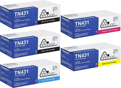 TN431 High Yield Toner Cartridges Set (5 Pack 2BK/1C/1M/1Y) - VASRINK Compatible HL-L8260CDW HL-L8360CDWT HL-L8360CDW Toner Cartridge Replacement for TN431 Color MFC-L8900CDW MFC-L8610CDW Printer