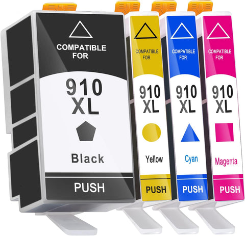 PretiHom 910XL Ink Cartridges Combo Pack, Replacement for HP 910 Ink Cartridges High Yield Compatible with HP OfficeJet Pro 8025 8025e 8020 8035 8028 8028e 8035e Printer (4 Pack)