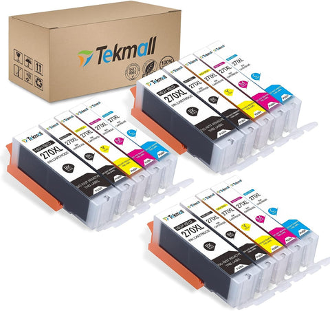 TekMall Compatible Ink Cartridges Replacement for PGI-270XL CLI-271XL Work with PIXMA TS5020, TS6020, MG6821,MG5720, MG5721,MG5722,MG6820,MG6822 Printers-15Packs (3Sets Without Gray)