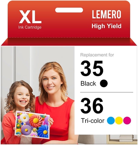 LEMERO Compatible Ink Cartridge Replacement for Canon 35 36 PGI-35 CLI-36 for Pixma IP110 IP100 Mini260 Mini320 Printer (5 Black, 3 Tri-Color, 8 Pack)