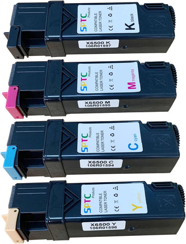 SPTC Compatible 106R01594/95/96/97 Toner Cartridge Replacement for Xerox Phaser 6500N 6500 6500DN WorkCentre 6505 6505N 6505DN Printers Toner 4 Set