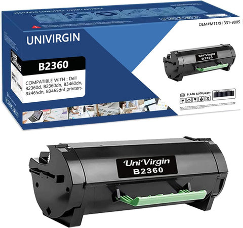 1 Pack Compatible B2360 Black High Yield (8,500 Pages) Toner Cartridge for Dell M11XH 331-9805 Laser Toner fits Replacement for Dell B2360d B3460dn B2360dn B3465dnf B3465dn Printers