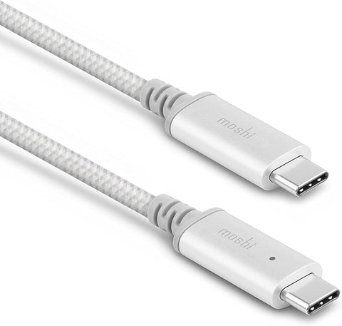 Moshi Integra USB C Charging Cable with Smart LED Charging Indicator 6.6 ft /2m, Supports Power Delivery 3.0 100W Max, Data Transfer, Ballistic Nylon Braiding, Aluminum Housings, for MacBook/iPad