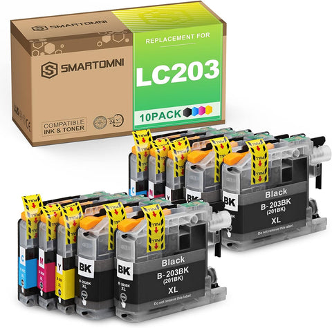 S SMARTOMNI Compatible LC203 LC201 Ink Cartridge Replacement for Brother LC203 XL LC201 XL for MFC-J460DW J480DW J485DW J680DW J880DW J885DW J4320DW J4420DW J4620DW J5620DW J5520DW J5720DW (10 Pack)