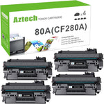 Aztech Compatible Toner Cartridge Replacement for HP 80A CF280A 80X CF280X for HP Pro 400 M401A M401D M401N M401DNE MFP M425DN Printer Ink(Black, 4-Pack)