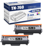 TN760 Compatible TN-760 Black High Yield Toner Cartridge Replacement for Brother TN-760 DCP-L2550DW MFC-L2710DW HL-L2350DW HL-L2370DW HL-L2390DW Toner.(2 Pack)