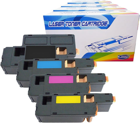 Inktoneram Compatible Toner Cartridges Replacement for Dell 1250c C1760nw C1765nf C1765nfw 1250c 1350cnw 1355cn 1355cnw ([Black,Cyan,Magenta,Yellow], 4-Pack)