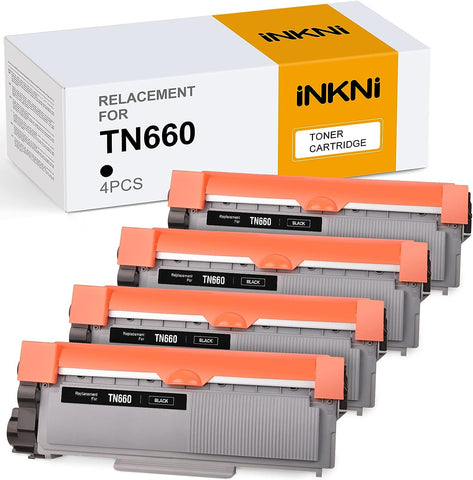 InkNI Compatible Toner Cartridge Replacement for TN660 TN-660 TN630 TN-630 High Yield to use with HL-L2300D HL-L2380DW DCP-L2540DW MFC-L2700DW MFC-L2740DW Printer Toner (Black, 4-Pack)