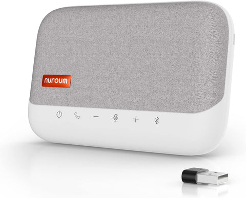 NUROUM A15 Bluetooth Conference Speaker and Microphone, Enhanced 360° Voice Pick up & Noise Canceling Computer Speakerphone with 4 MEMS Mics, Daisy Chain, w/Dongle, USB Plug & Play