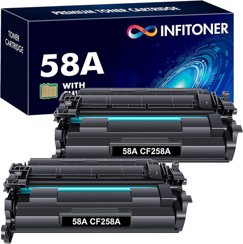 58A CF258A Toner Cartridge Black with Chip Compatible Replacement for HP 58A CF258A 58X CF258X Laserjet Pro M404n M404dn M404dw MFP M428fdw M428fdn M428dw M404 M428 Printer 2-Pack Black