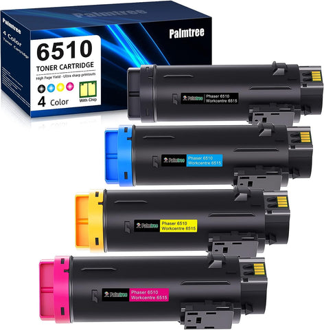 Palmtree Compatible Toner Cartridge Replacement for Xerox Phaser 6510 Toner Xerox WorkCentre 6515 Toner for Xerox 6510dn 6515dn (Black Pages-5500, Color Pages-3400, Total 4 Pack)