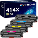 414X Toner Cartridges 4 Pack High Yield 414A (with Chip) Compatible Replacement for HP 414X W2020X 414 W2020A Work for Color Laserjet Pro MFP M479fdw M454dw M479fdn M454dn M479 M454 Printer Ink