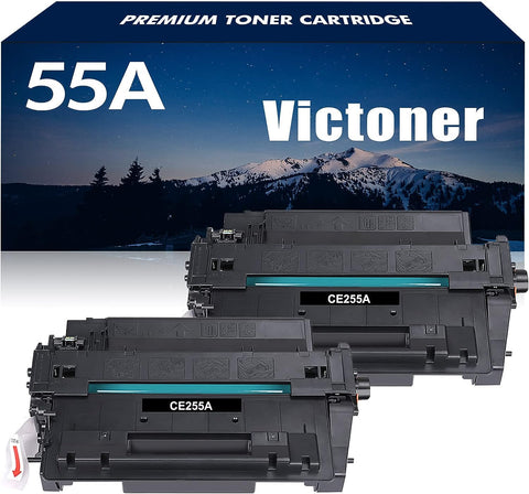 CE255A 55A Black Toner Cartridge 2 Pack Replacement for HP 55A CE255A 55X CE255X for HP Laserjet Enterprise P3015 P3015d P3015dn P3016 P3011 MFP M525 M521dn M521 Series Printer Ink