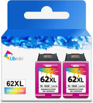 Ubinki 62XL Color Ink Cartridges Replacement for HP Ink 62 XL HP62 HP62XL Higher Yield Ink Cartridge for Envy 5540 5640 5660 7640 7644 7645 OfficeJet 200 250 5740 5745 8040 Printer(2-Pack)