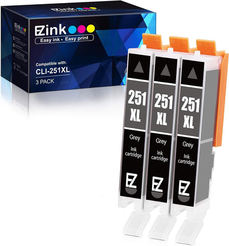 E-Z Ink (TM Compatible Ink Cartridge Replacement for Canon CLI-251XL CLI 251 XL to use with PIXMA MG6320 Pixma MG7120 Pixma MG7520 Pixma IP8720 (Gray) 3 Pack