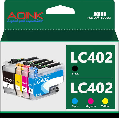 AQINK Compatible Ink Cartridge Replacement for Brother LC402 Super High Yield to Use with Brother MFC-J5340's/J6540's/J6740's/J6940's Printers (4-Pack Black Cyan Magenta Yellow)