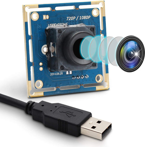 2 MP Autofocus USB Camera Module 100 Degree Webcam 1080P 60fps USB Camera with CMOS OV2710 Web Cams for Robot ATM Kiosk Industrial Machine Surveillance Web Camera OTG Supported Plug&Play