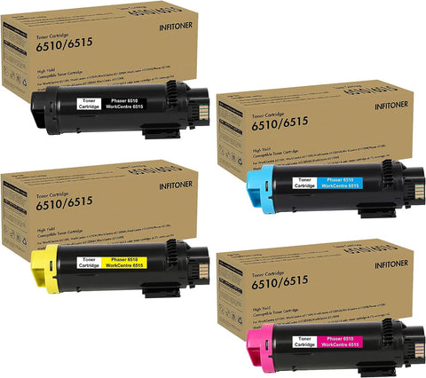 Compatible for Xerox Phaser 6510 Toner Cartridge Extra High Capacity 4 Color Set for Xerox 6510 6515 6510DNI 6510DN 6510N 6510DNM WorkCentre 6515DNI 6515DN 6515DNM 6515N Printer