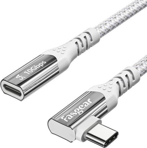 Fasgear USB C Extension Cable 3FT 10Gbps USB 3.2 Type C Male to Female Cord 100W Fast Charging Thunderbolt 4 Extender Nylon Braided Compatible for PSVR2/MacBook/iPad Pro 4/PS5 Controller -Grey