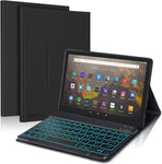 JADEMALL Keyboard Case 10.1" – 7 Colors Backlit Detachable Wireless Keyboard – Folio Smart Cover, Black