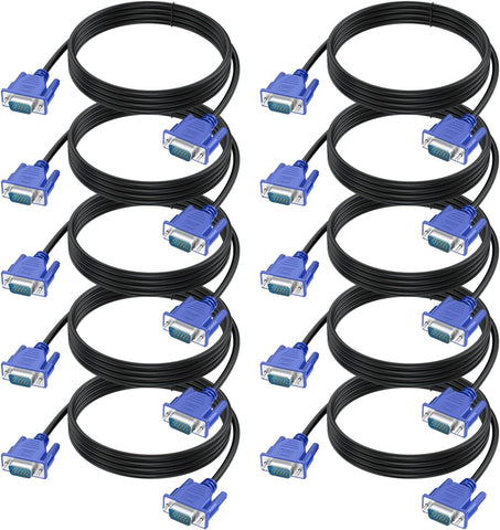 URELEGAN VGA Cable 6 Feet 10-Pack, VGA to VGA Monitor Cable 1080P Full HD Male to Male Cord HD15 for Computer PC Monitor Laptop TV Projector and More