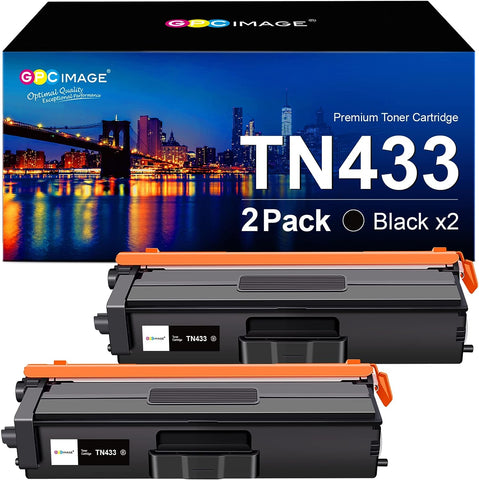 GPC Image Compatible Toner Cartridge Replacement for Brother TN433 TN 433 to use with HL-L8360CDW MFC-L8900CDW HL-L8360CDWT HL-L8260CDW MFCL8610CDW MFCL9570CDW Color Laser All-in-One Printer (2 Black)