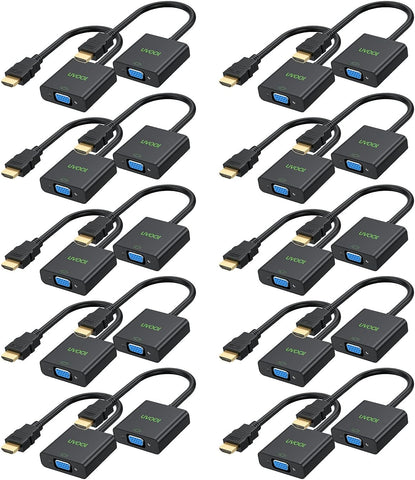 UVOOI HDMI to VGA Adapter 20-Pack, HDMI to VGA Converter Male to Female Monitor 1080P@60Hz for Desktop, Laptop, PC, Projector, HDTV