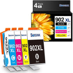 BOSSINK Upgraded 902 Ink Cartridges for HP Printer Compatible Replacement for HP 902XL 902 XL Combo Pack for OfficeJet Pro 6978 6968 6962 6975 6960 6970 6979 6950 (Black Cyan Magenta Yellow) 4-Pack