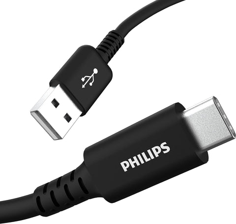 Philips USB-C to USB-A Charging Cable 2 Pack, 3 ft Long Cord, Sync & Charge, USB-C Cable, Compatible W/iPad Pro, MacBook Pro, Samsung Galaxy S9/S8, Black, DLC4153A/37