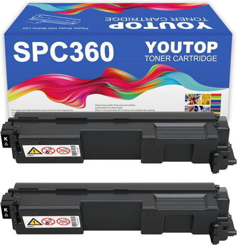 YOUTOP 408176 SP C360 Toner Black 2 pcs Cartridge Replacement for Ricoh SP C360 C361 C360DNw C360SFNw Printers High Yield (7,000 Pages)