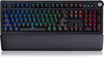 Deco Gear Customizable Mechanical Keyboard with Cherry MX Red Switches, RGB Lighting, Quick Access Function Keys, Detachable Ergonomic Wrist Pad, 104 Keys, USB Plug-n-Play