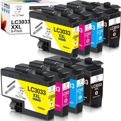 MS DEER LC3033 BK/C/M/Y Ink Cartridges Replacement for Brother LC3033XXL LC 3033 XXL LC3035 3035 Super High Yield Compatible with Brother MFC-J995DW MFC-J805DW MFC-J815DW MFCJ995DW Printer 8-Pack