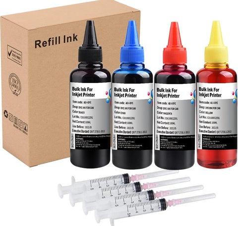 YOUEXPERT Refill Ink kit 4x100ml for Canon 250 251 270 271 280 281 225 226 1200 2200 PG210 CL211 PG245 CL246 Printer Ink Refill Inkjet Refill with 4 Syringes ( BK, C, M, Y)