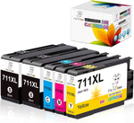 Miss Deer 711XL Designjet Ink Cartridge(CZ133A) Replacement for 711 XL 711XL,Work for DesignJet T120 24-in Printer T520 24-in Printer DesignJet T520 36-in Printer,80-ml (2BK, 1C, 1M, 1Y)