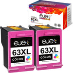 63XL Color Ink Cartridges High-yield Replacement for HP Ink 63 63XL 63 XL ejet 63 Color Ink Cartridges for hp printers OfficeJet 3830 Envy 4520 4512 Officejet 4650 5255 Deskjet 1112 3634 3632 (2 Pack)