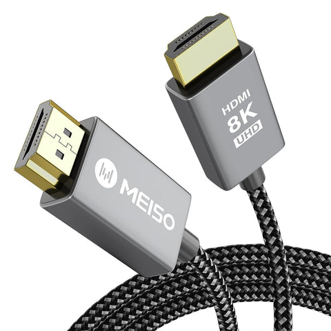 MEISO HDMI Cable 8K 6.6FT/2M, HDMI 2.1 Cable 48Gbps [8K@60Hz,4K@120Hz, 2K@144Hz, 1080P@240Hz], Ultra HD Gold-Plated Braided Cord, Compatible with OLED, PS5/4, Xbox, Monitor, Laptop, Projector