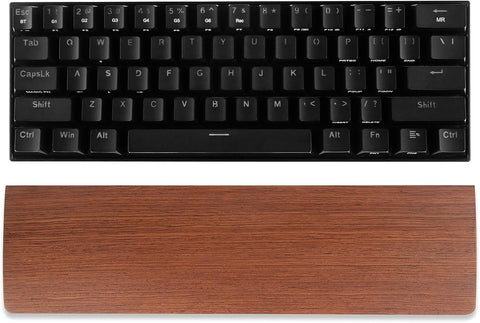 Linkidea Wooden Keyboard Wrist Rest Compatible with 60% 61Keys Compact Keyboard, Compact Gaming Mechanical Keyboard Rosewood Wrist Rest Hand Palm Pad, for Computer, Laptop Typing, Gaming (Rosewood)