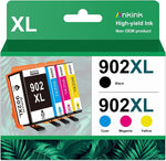 Ankink 902XL Ink Cartridges Black Color Combo Pack Replacement for HP 902 XL 902XL HP902 for Officejet 6978 6960 6962 6968 6970 6975 6954 6958 6950 6951 Printer (Black, Cyan, Magenta, Yellow, 4 Pack)