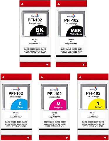 PFI-102 PFI102 Compatible with Canon PFI-102 PFI-102MBK PFI-102BK PFI-102C PFI-102M PFI-102Y Replacement for Canon IPF500 IPF510 IPF600 IPF605 IPF610 IPF650 IPF700 IPF710 IPF720 IPF750 IPF760 Printer